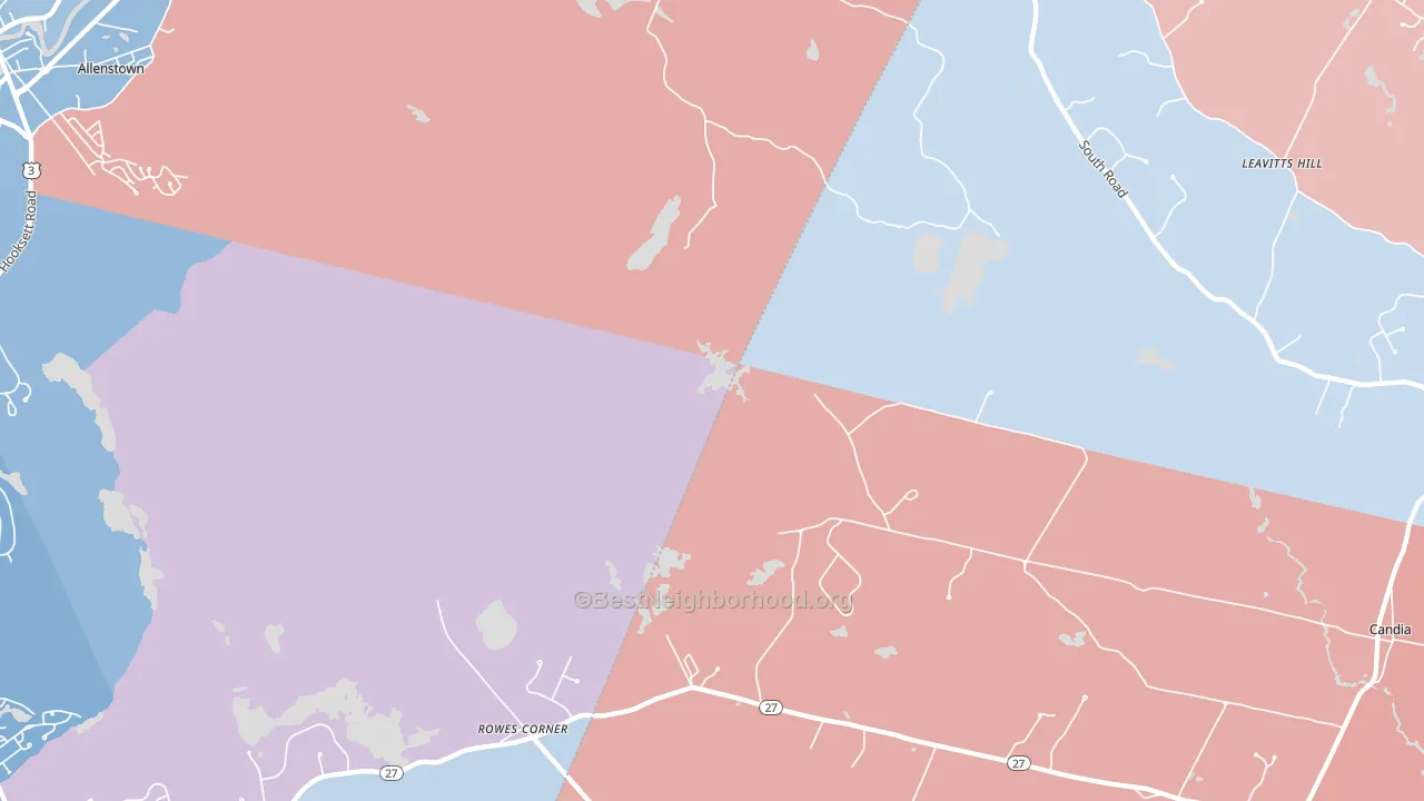 Leavitts Hill, NH block-group political-lean map