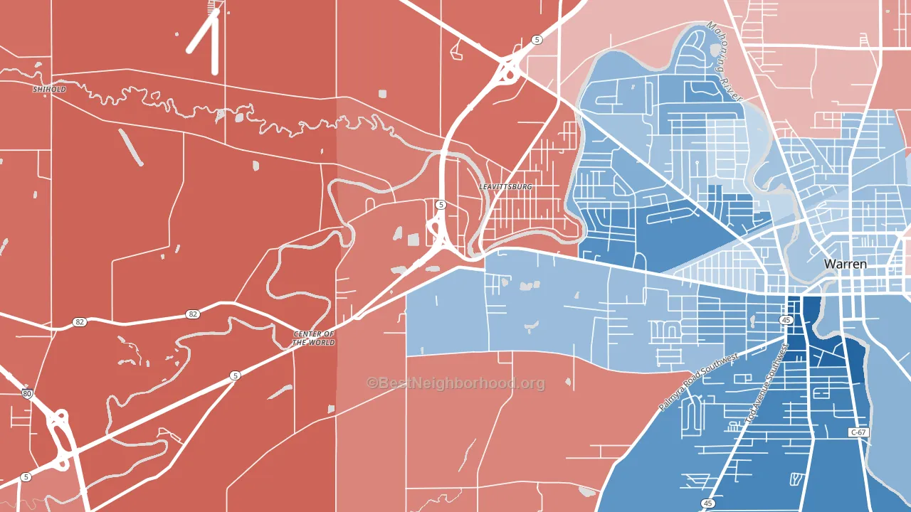 Leavittsburg, OH block-group political-lean map