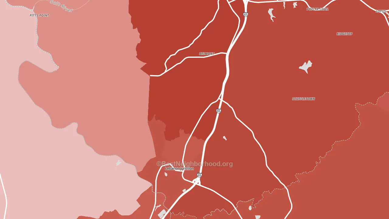 Lebanon Junction, KY block-group political-lean map