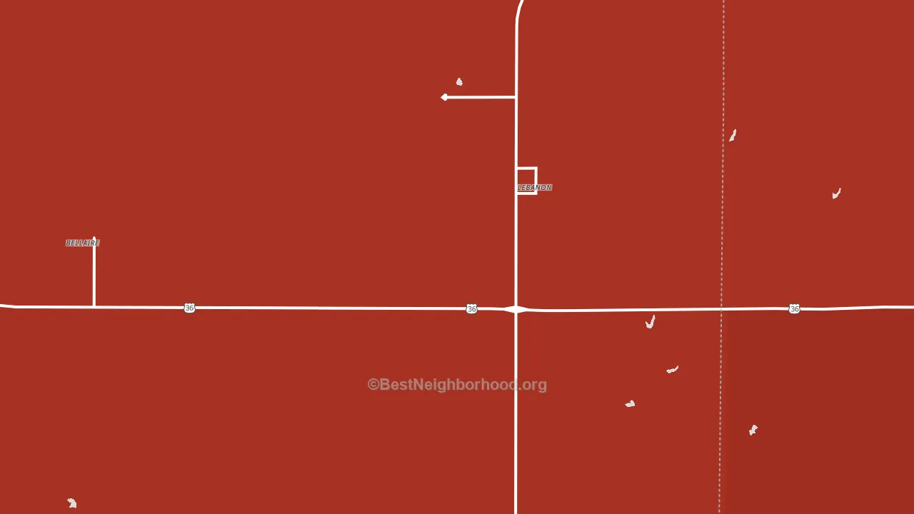 Lebanon, KS block-group political-lean map