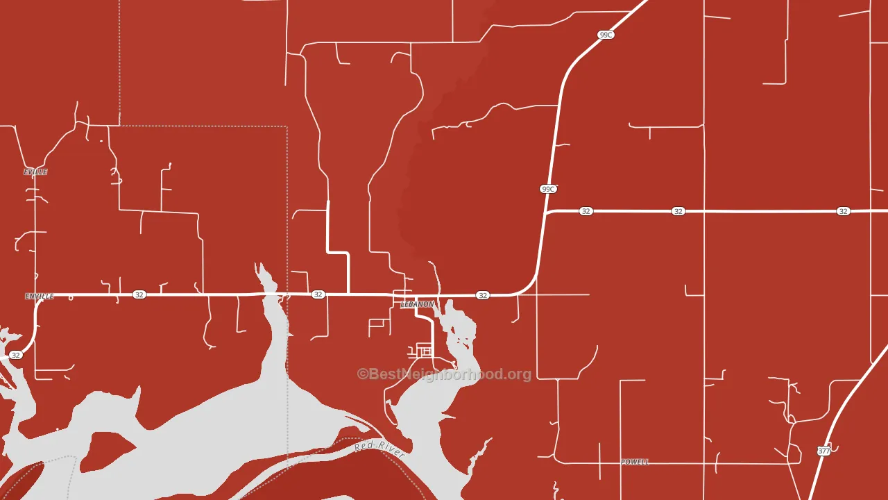 Lebanon, OK block-group political-lean map