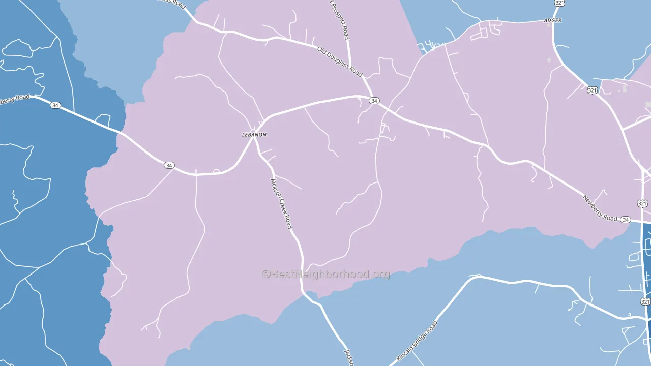 Lebanon, SC block-group political-lean map