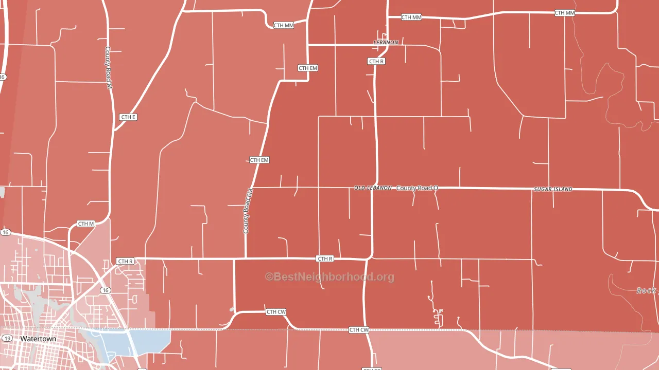 Lebanon, WI block-group political-lean map