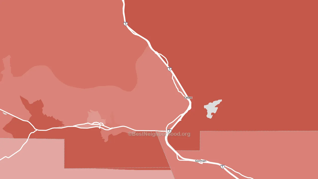 Lebec, CA block-group political-lean map