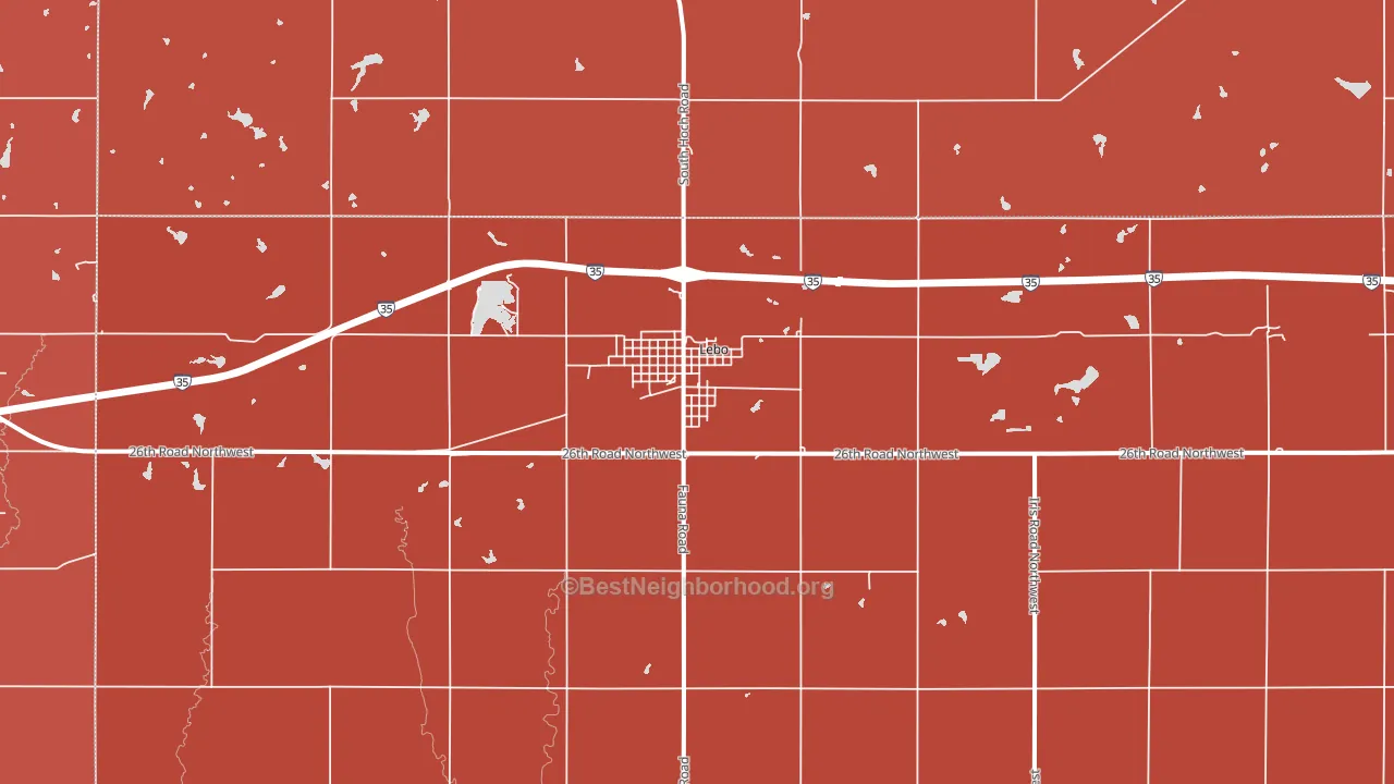 Lebo, KS block-group political-lean map