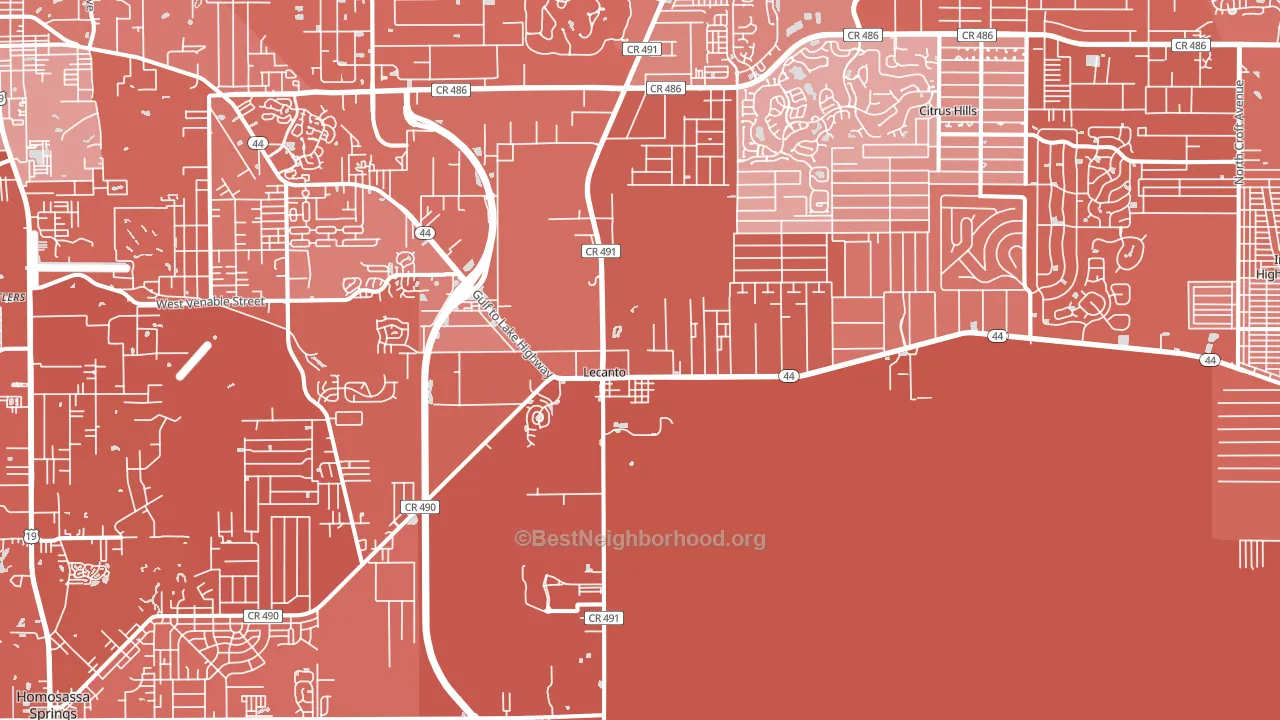 Lecanto, FL block-group political-lean map