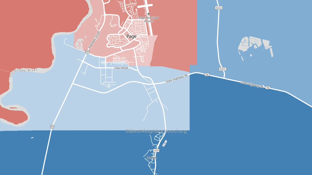 Lechee, AZ block-group political-lean map