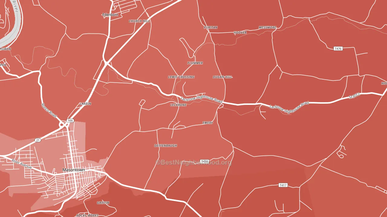 Leckrone, PA block-group political-lean map
