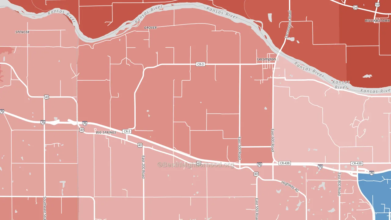 Lecompton, KS block-group political-lean map