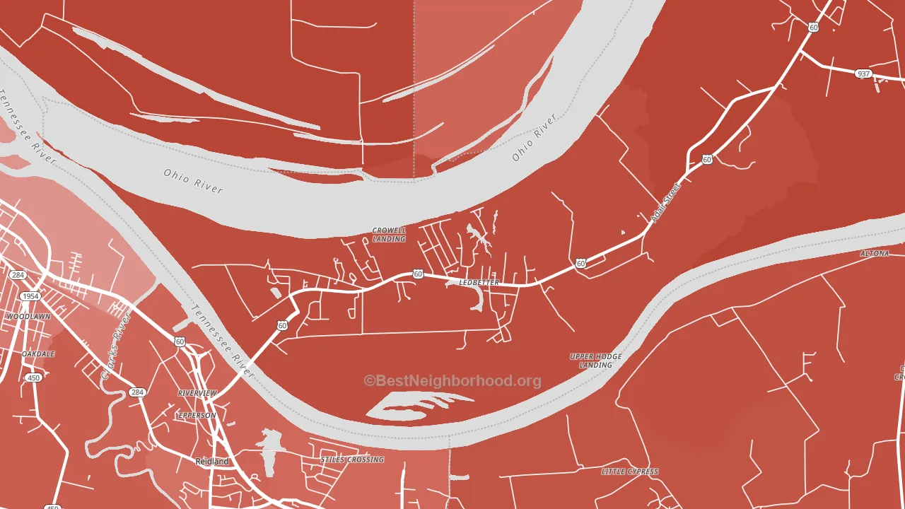Ledbetter, KY block-group political-lean map
