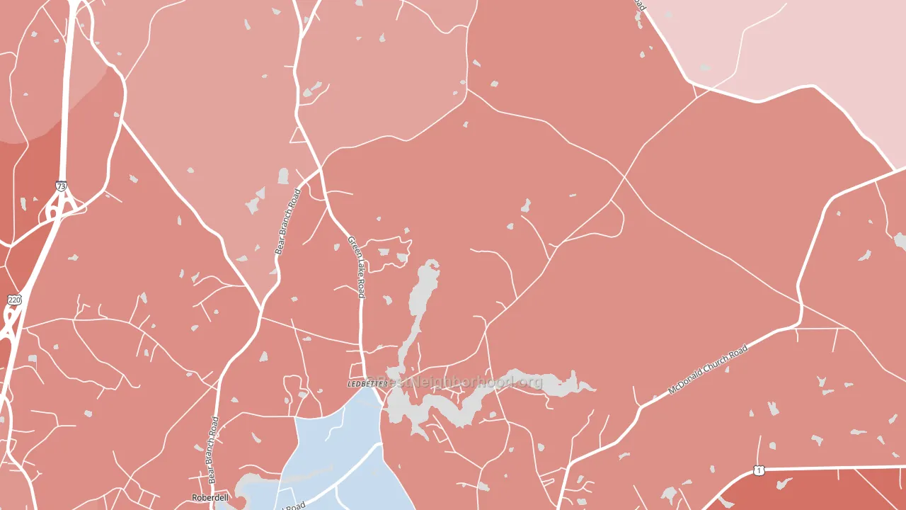 Ledbetter, NC block-group political-lean map