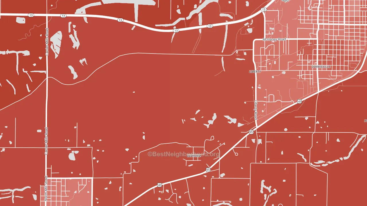 Ledford, IL block-group political-lean map