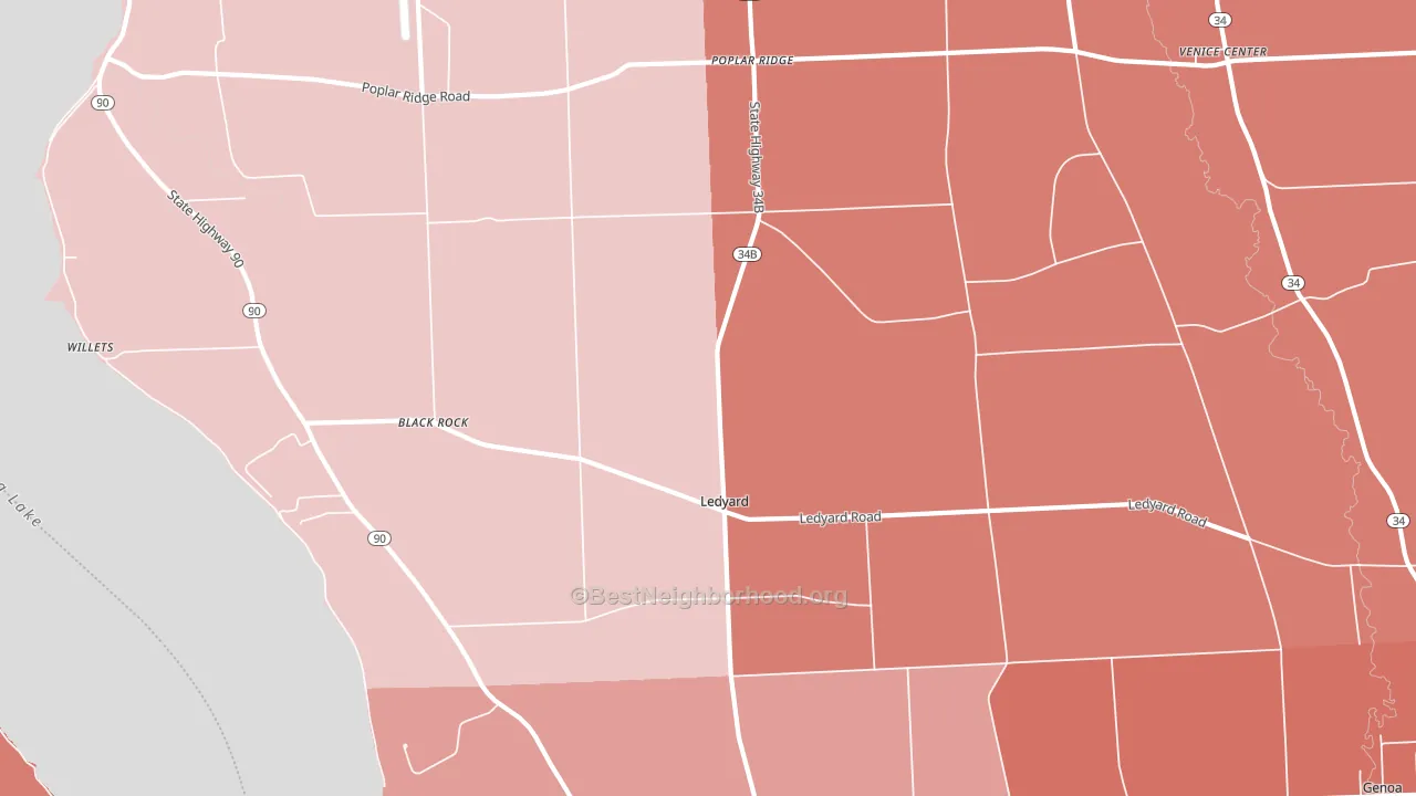 Ledyard, NY block-group political-lean map