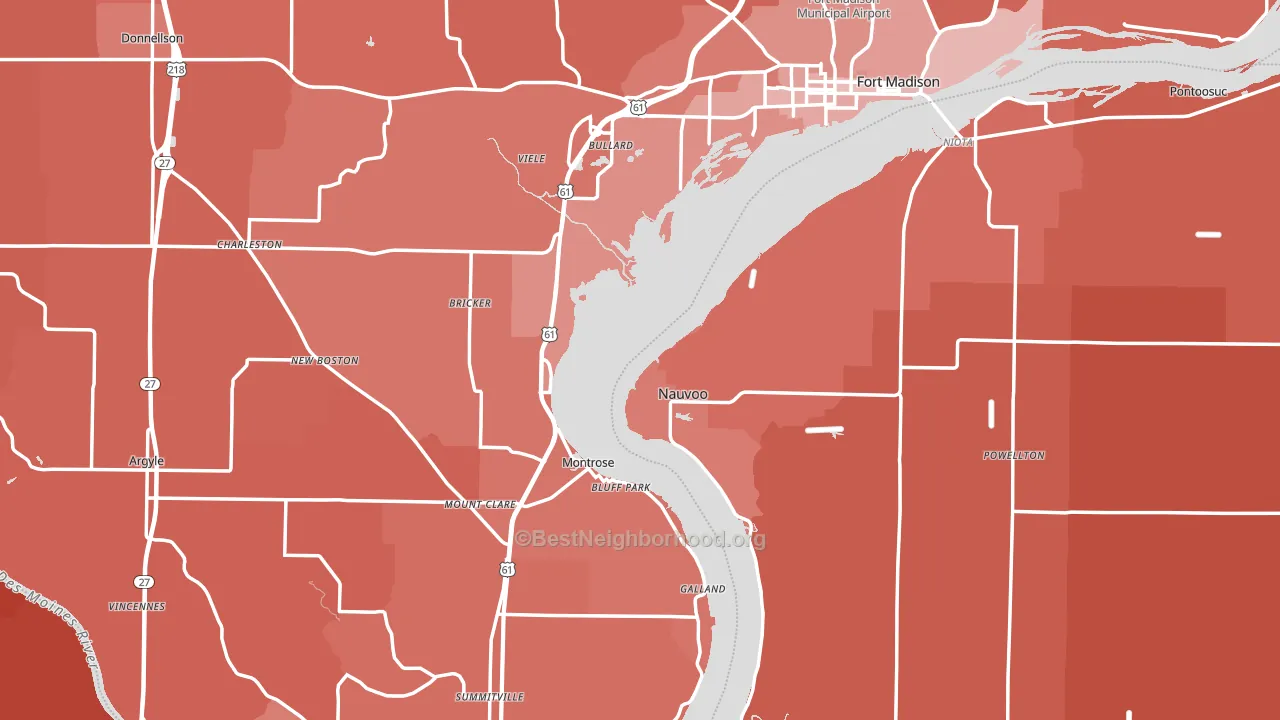 Lee County, IA block-group political-lean map