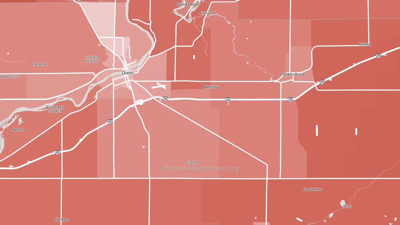 Lee County, IL block-group political-lean map