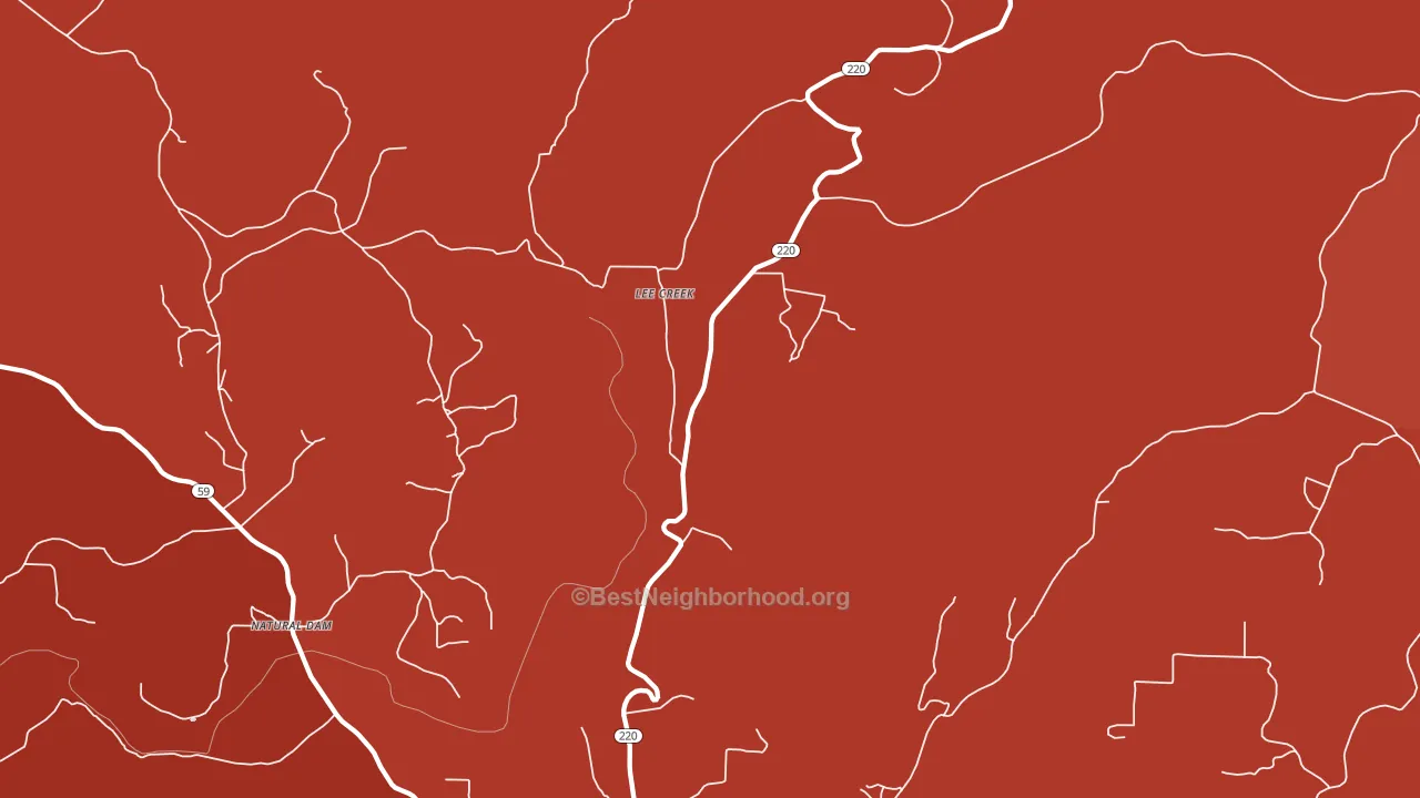 Lee Creek, AR block-group political-lean map