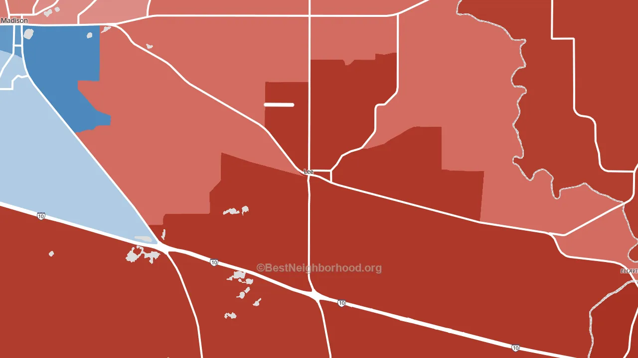 Lee, FL block-group political-lean map