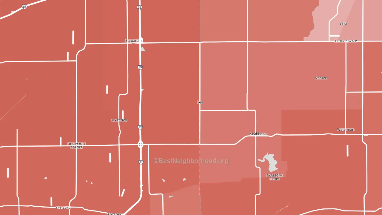 Lee, IL block-group political-lean map