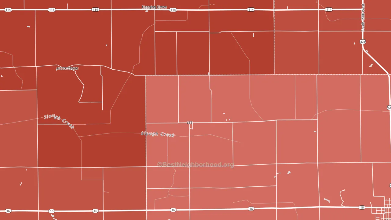 Lee, IN block-group political-lean map