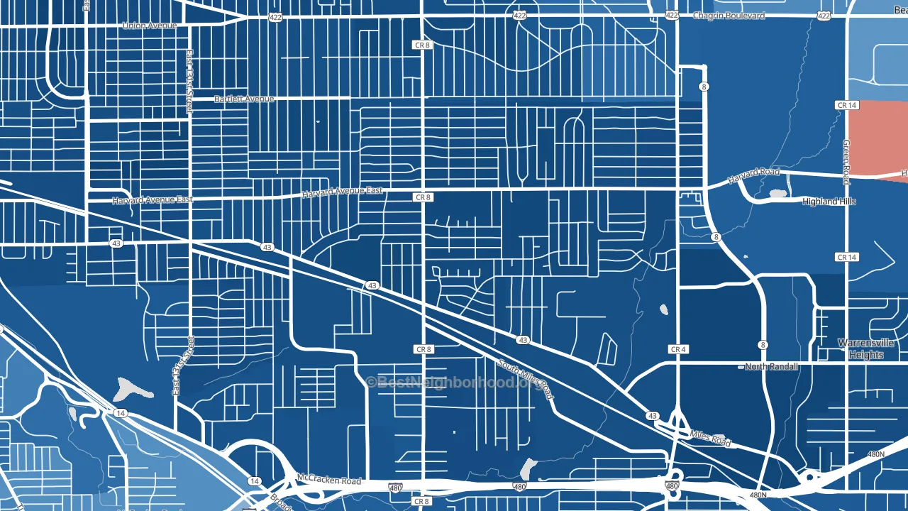 Lee-Miles, Cleveland, OH block-group political-lean map