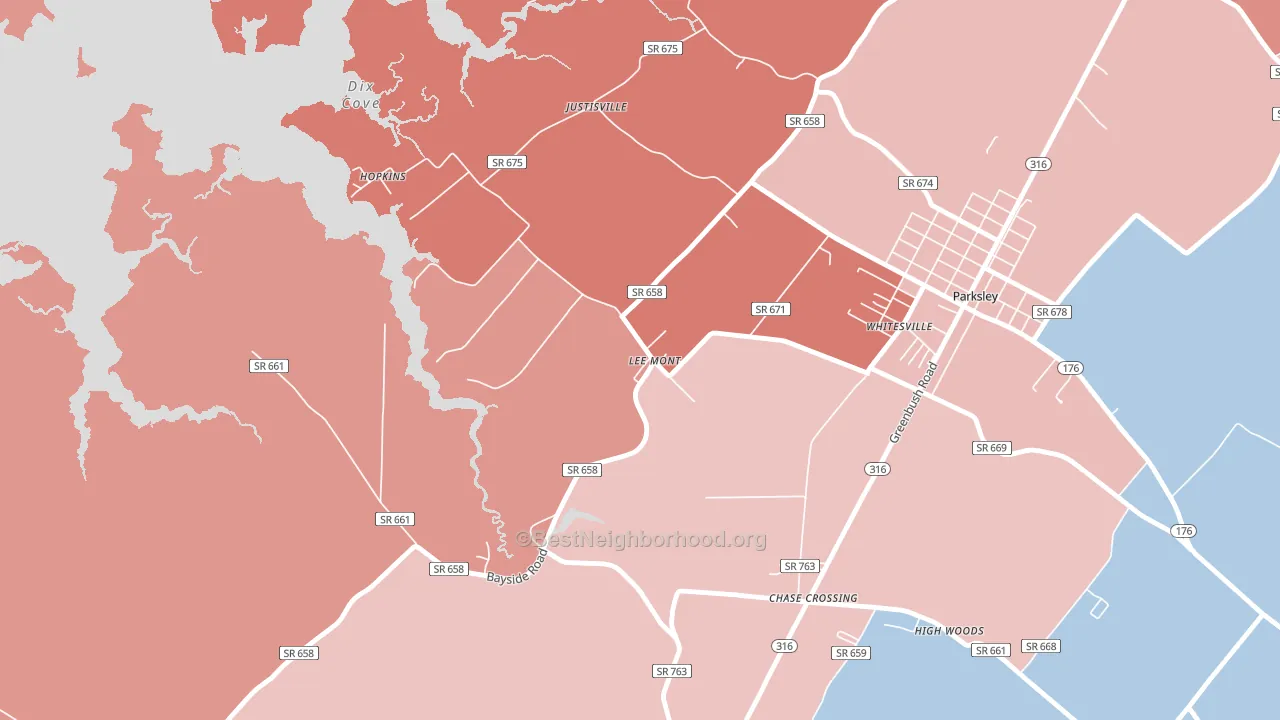 Lee Mont, VA block-group political-lean map