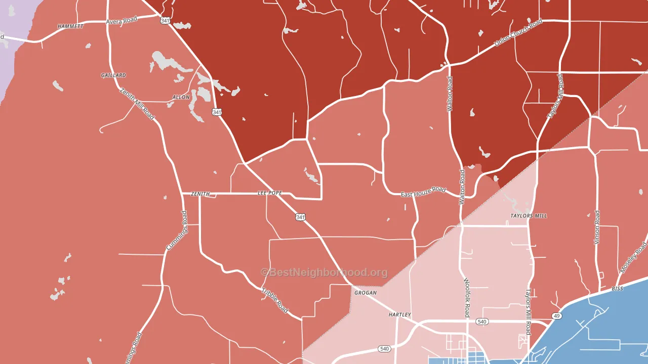 Lee Pope, GA block-group political-lean map