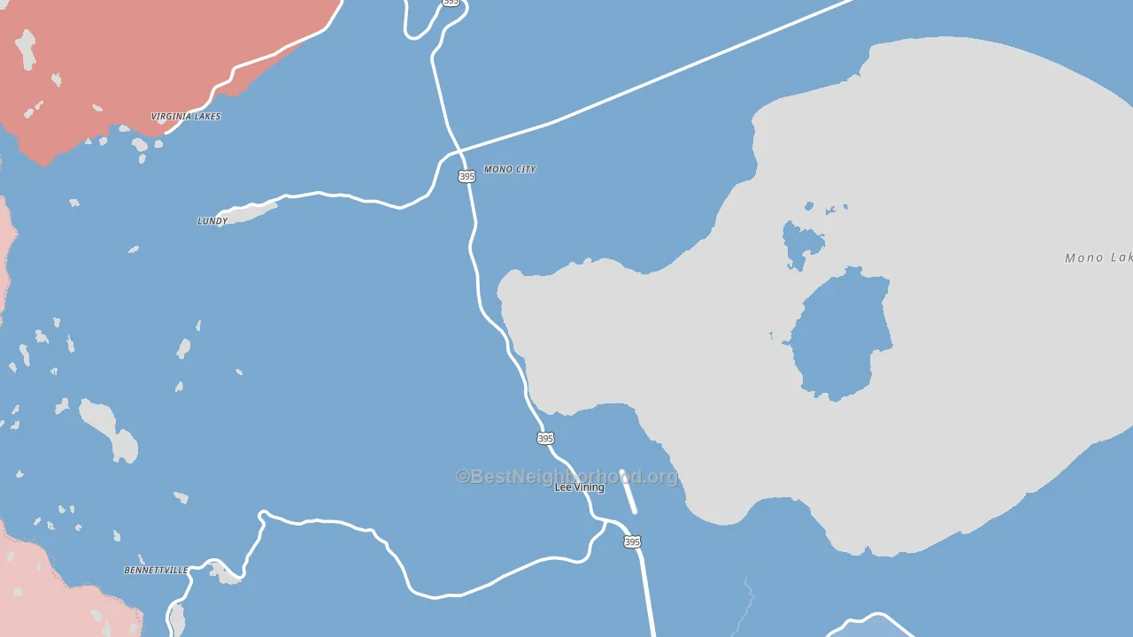 Lee Vining, CA block-group political-lean map