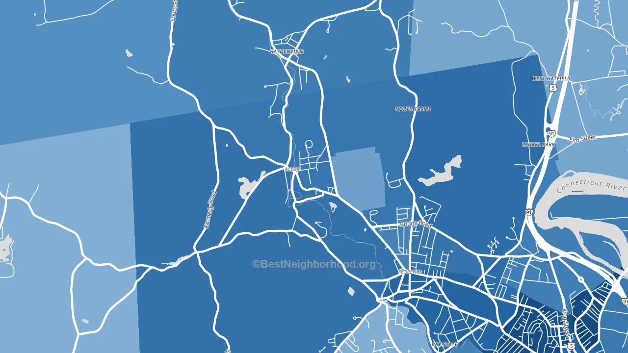 Leeds, MA block-group political-lean map