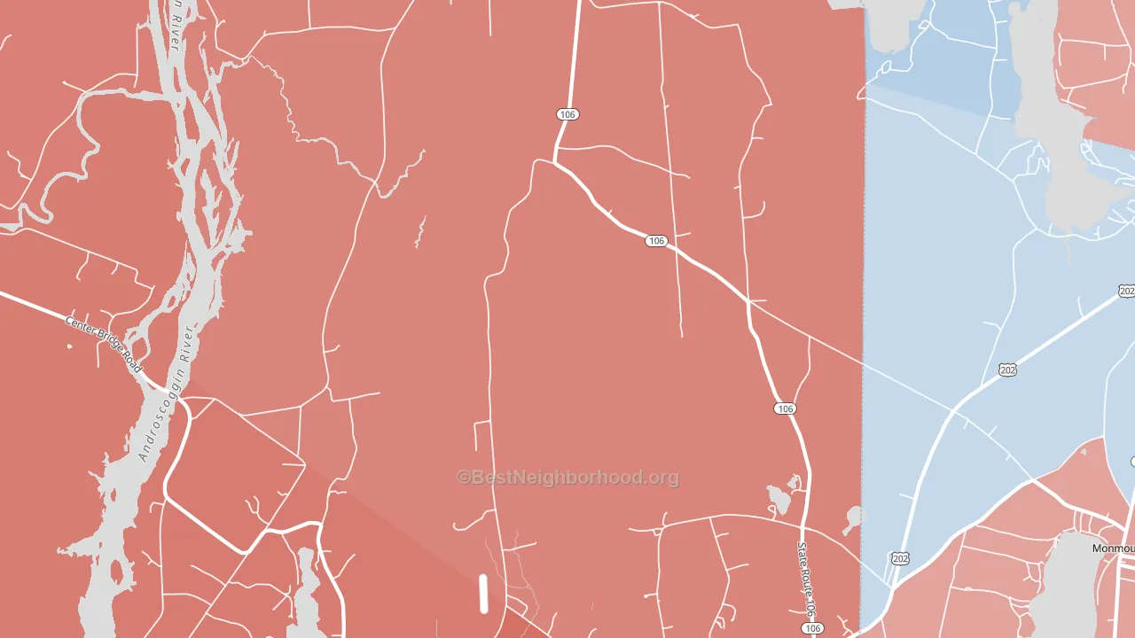Leeds, ME block-group political-lean map
