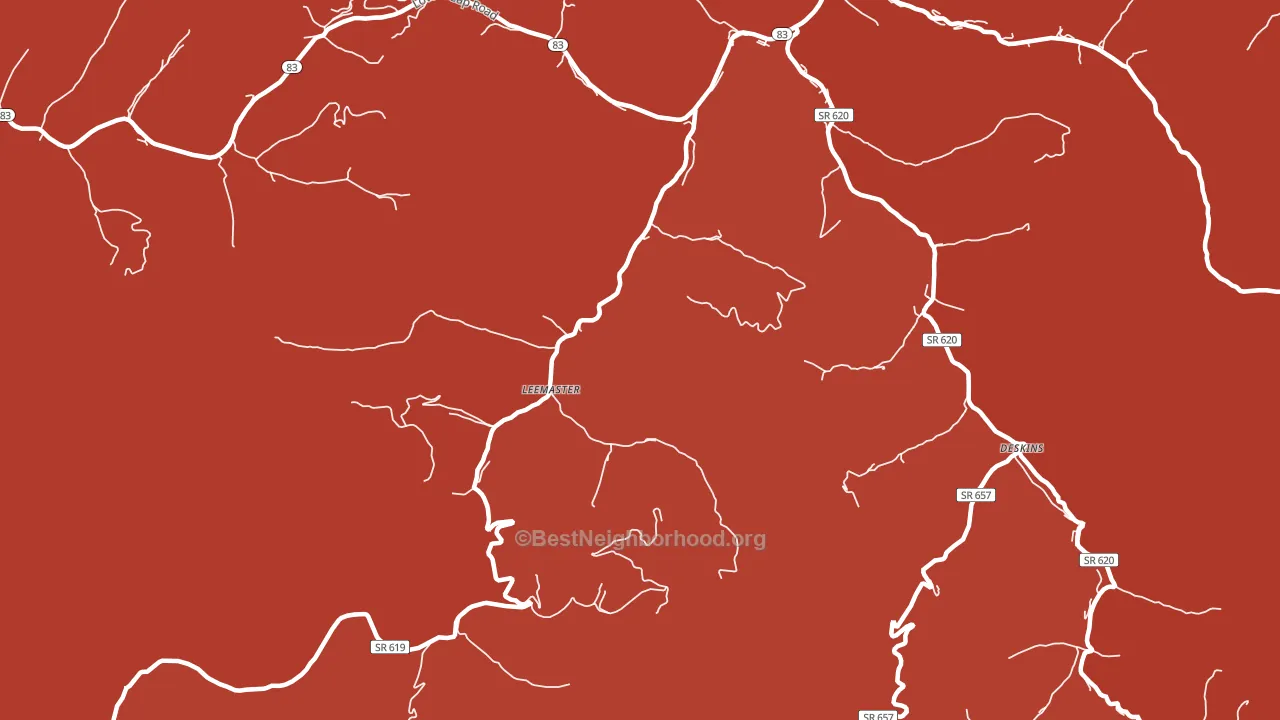 Leemaster, VA block-group political-lean map