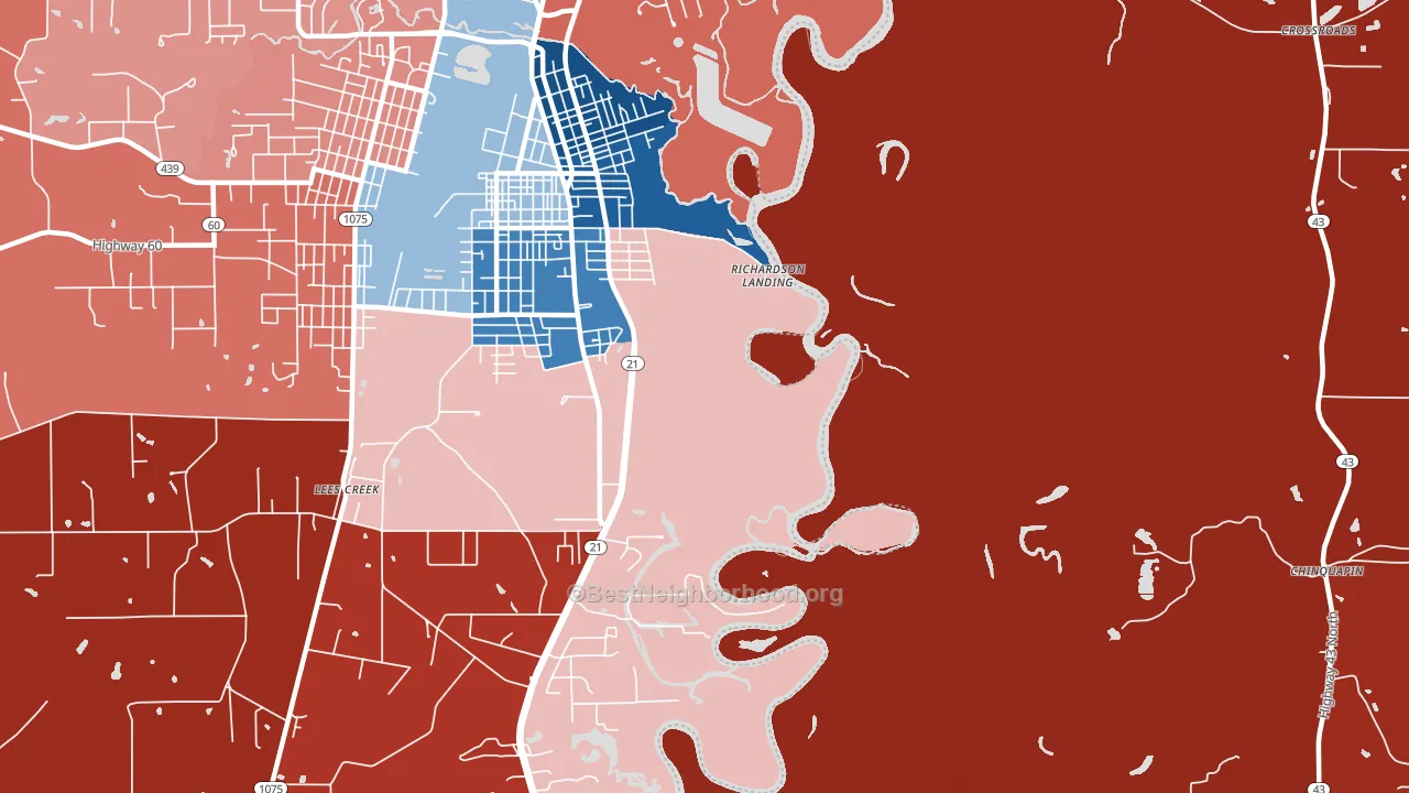 Lees Creek, LA block-group political-lean map