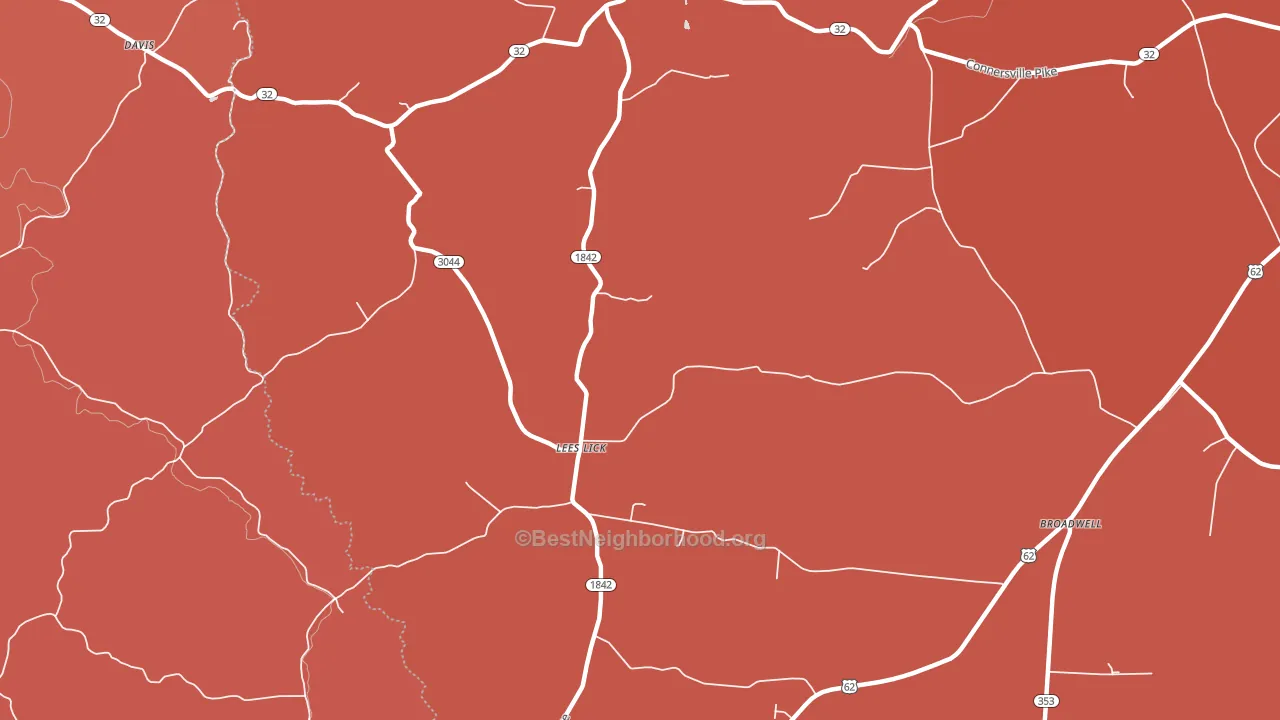 Lees Lick, KY block-group political-lean map
