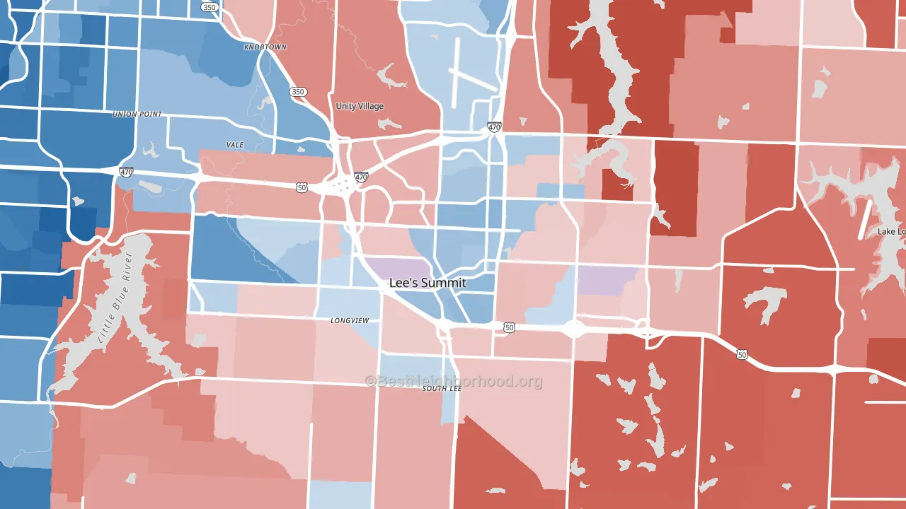 Lees Summit, MO block-group political-lean map
