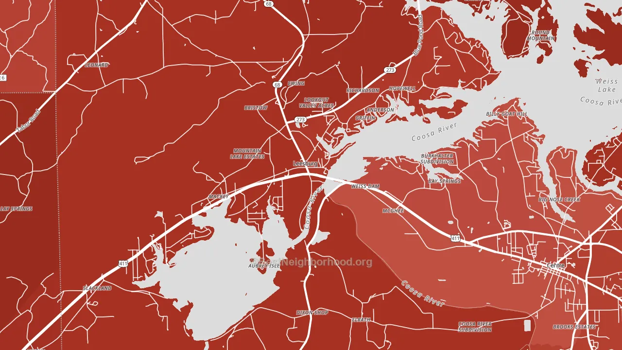 Leesburg, AL block-group political-lean map