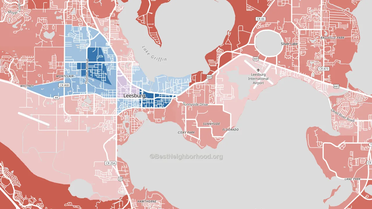Leesburg, FL block-group political-lean map