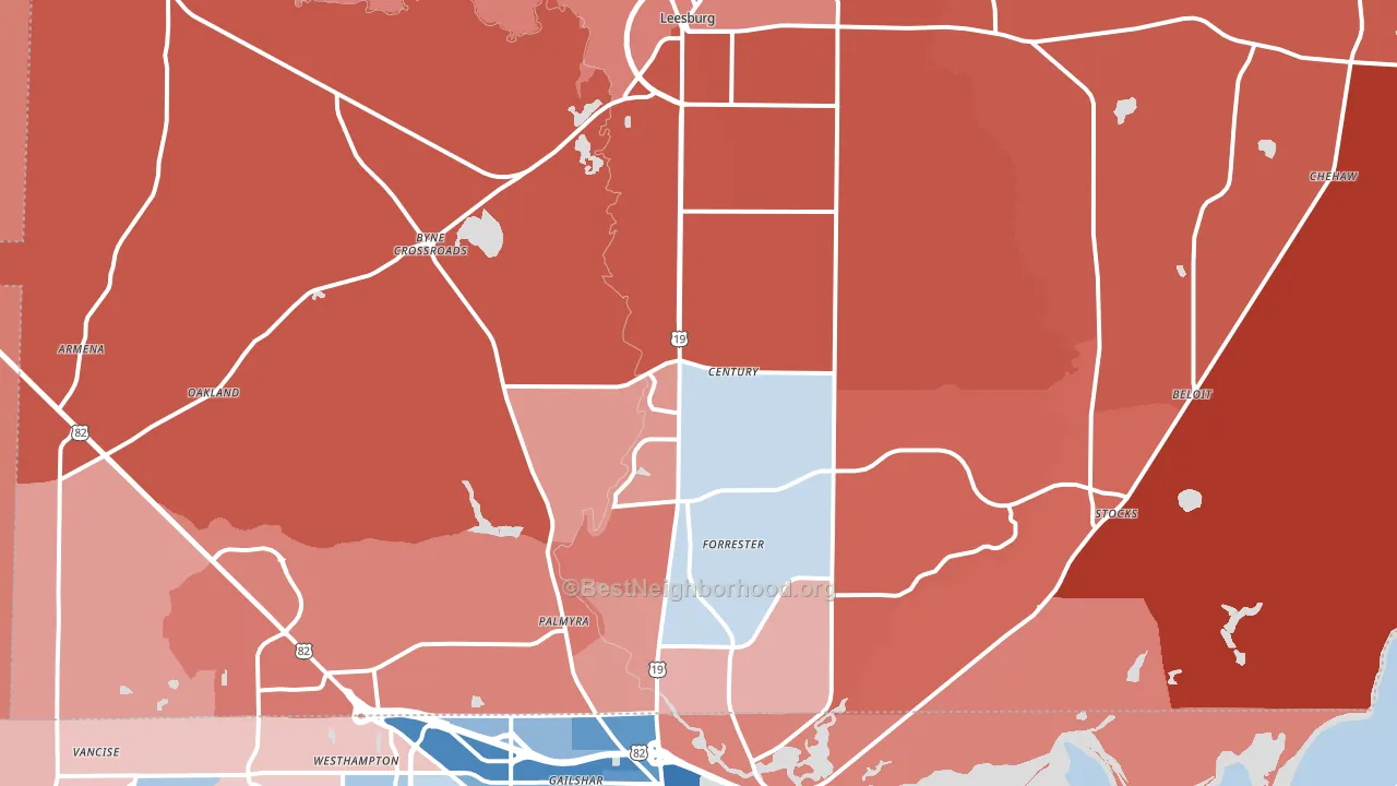 Leesburg, GA block-group political-lean map
