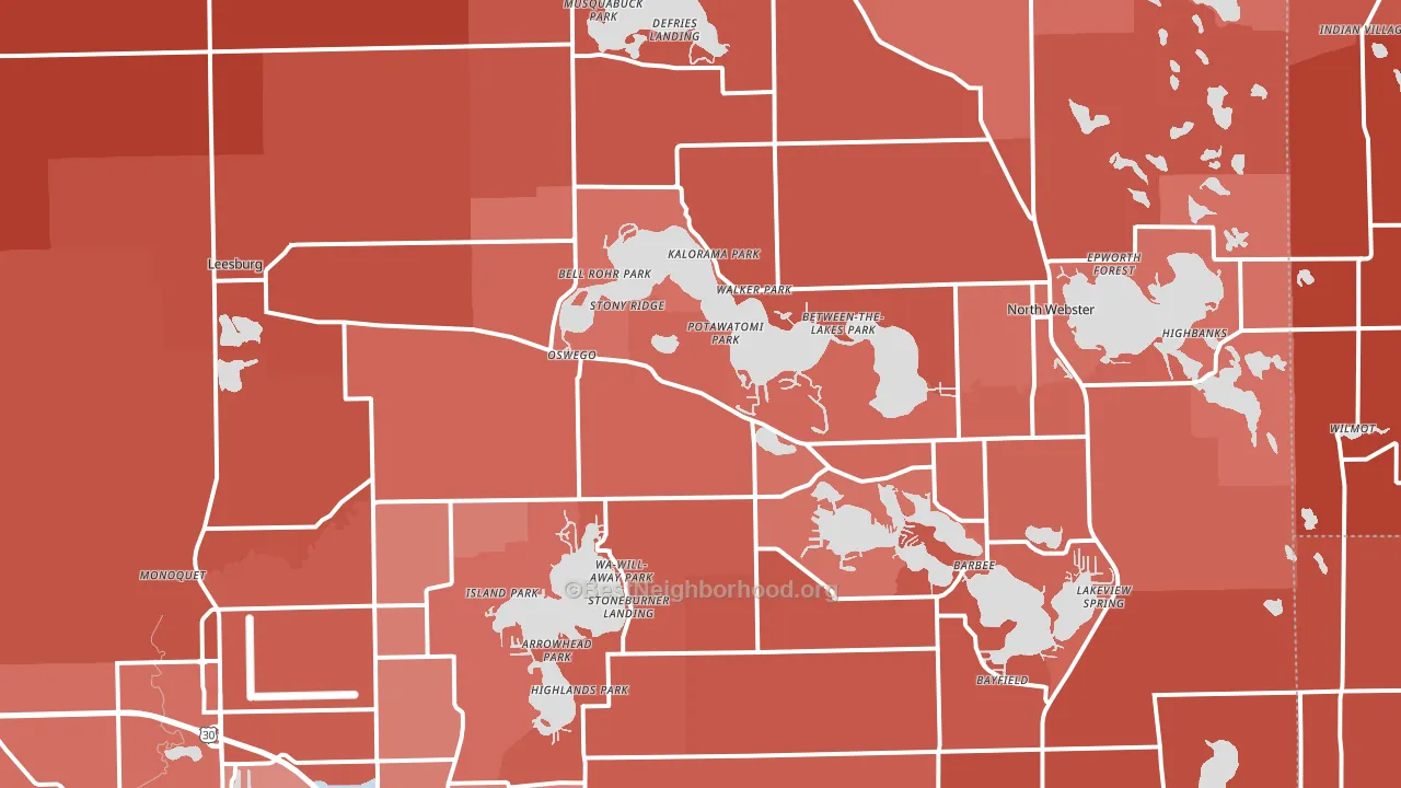 Leesburg, IN block-group political-lean map