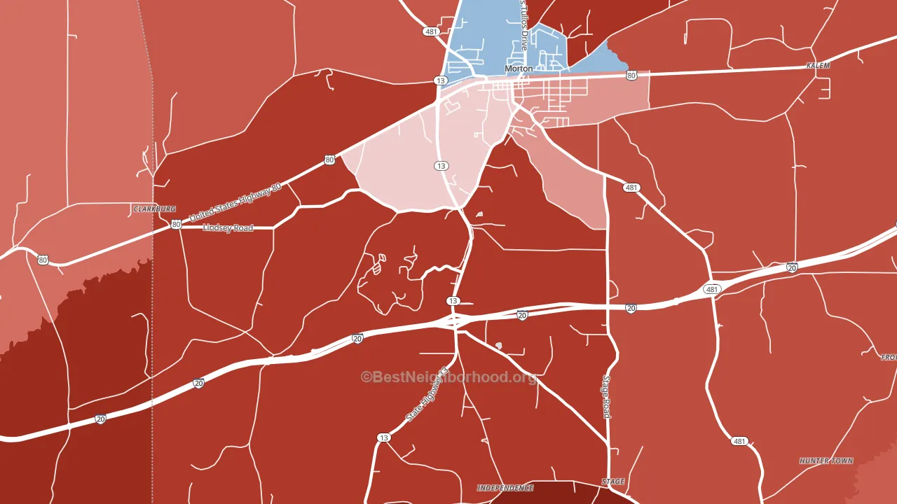 Leesburg, MS block-group political-lean map
