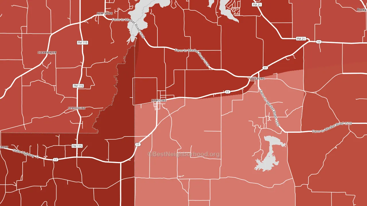 Leesburg, TX block-group political-lean map