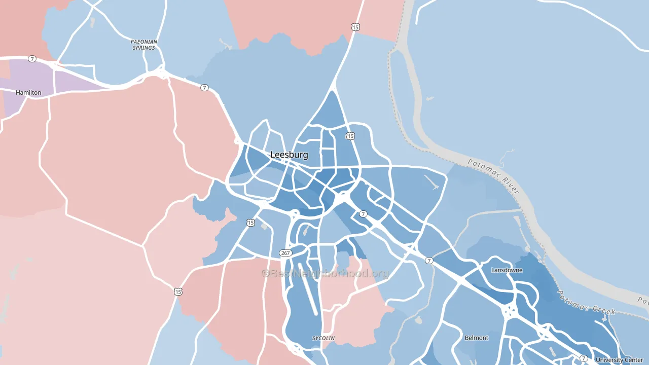 Leesburg, VA block-group political-lean map