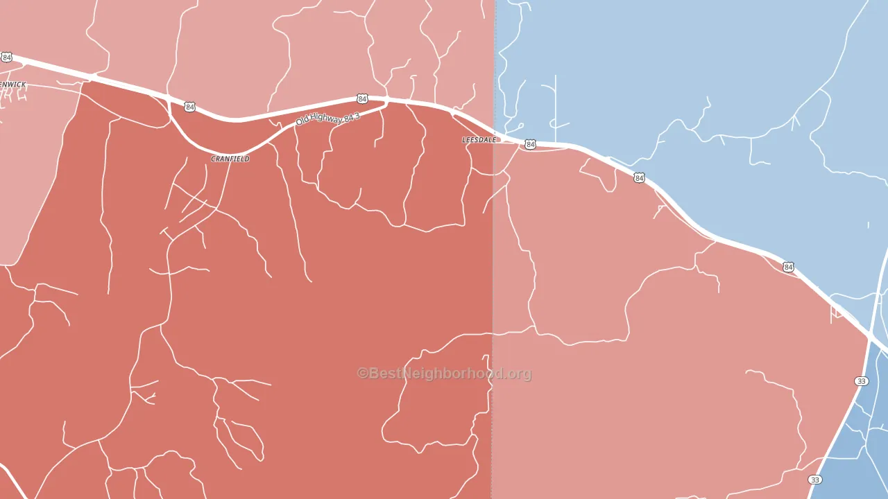 Leesdale, MS block-group political-lean map