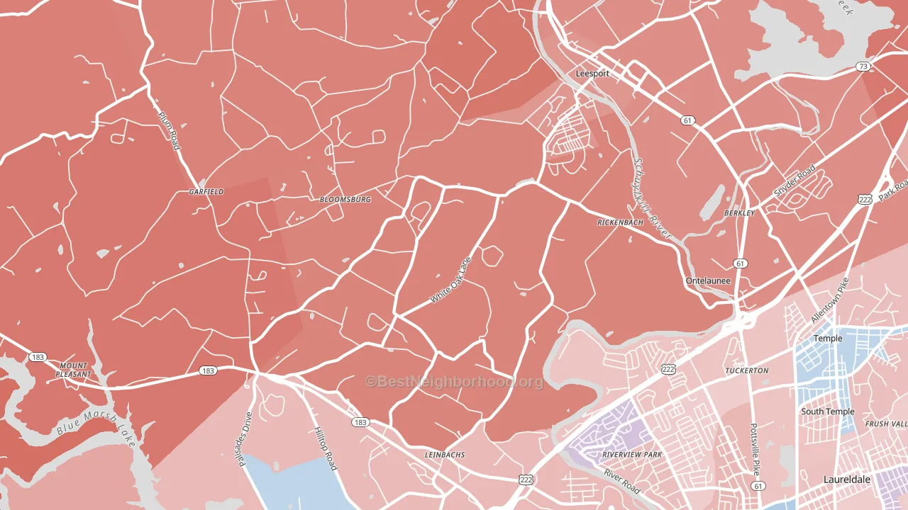 Leesport, PA block-group political-lean map