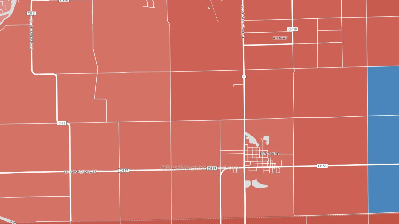 Leesville, IL block-group political-lean map