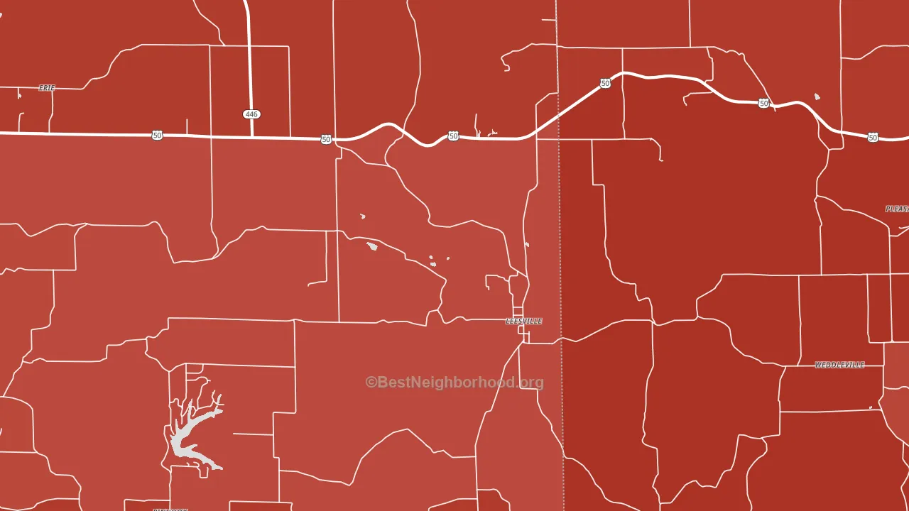 Leesville, IN block-group political-lean map