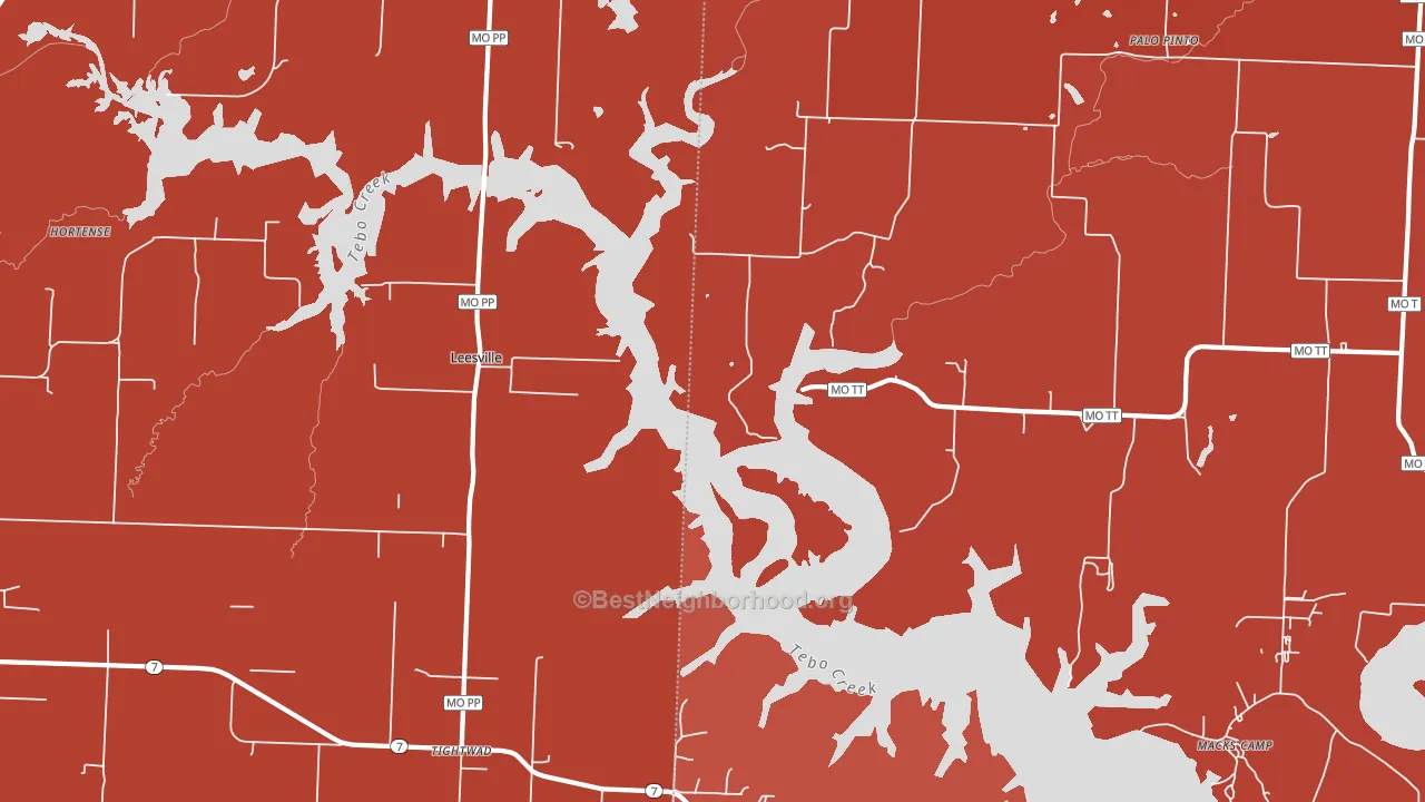 Leesville, MO block-group political-lean map