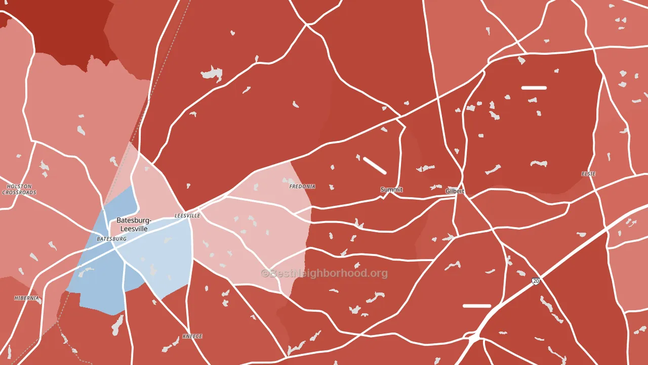 Leesville, SC block-group political-lean map