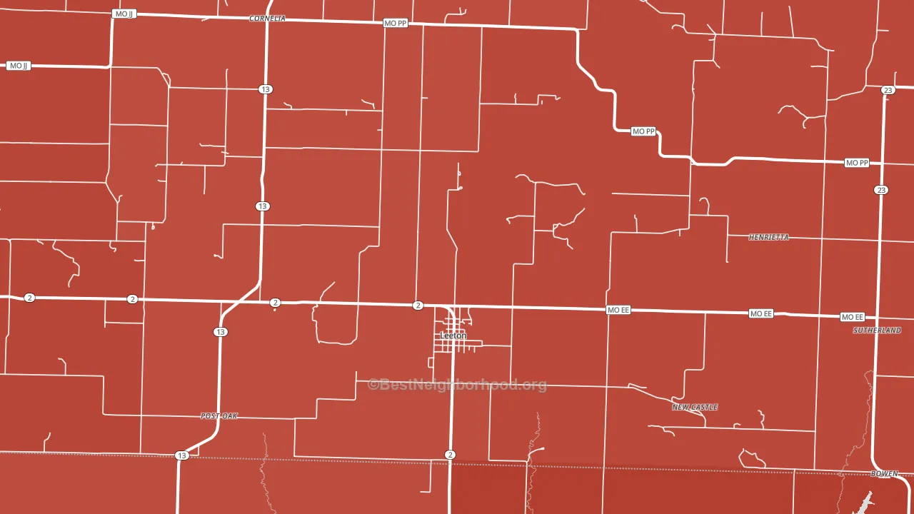 Leeton, MO block-group political-lean map