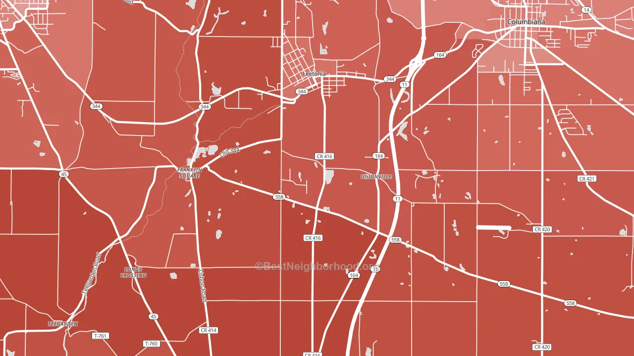 Leetonia, OH block-group political-lean map