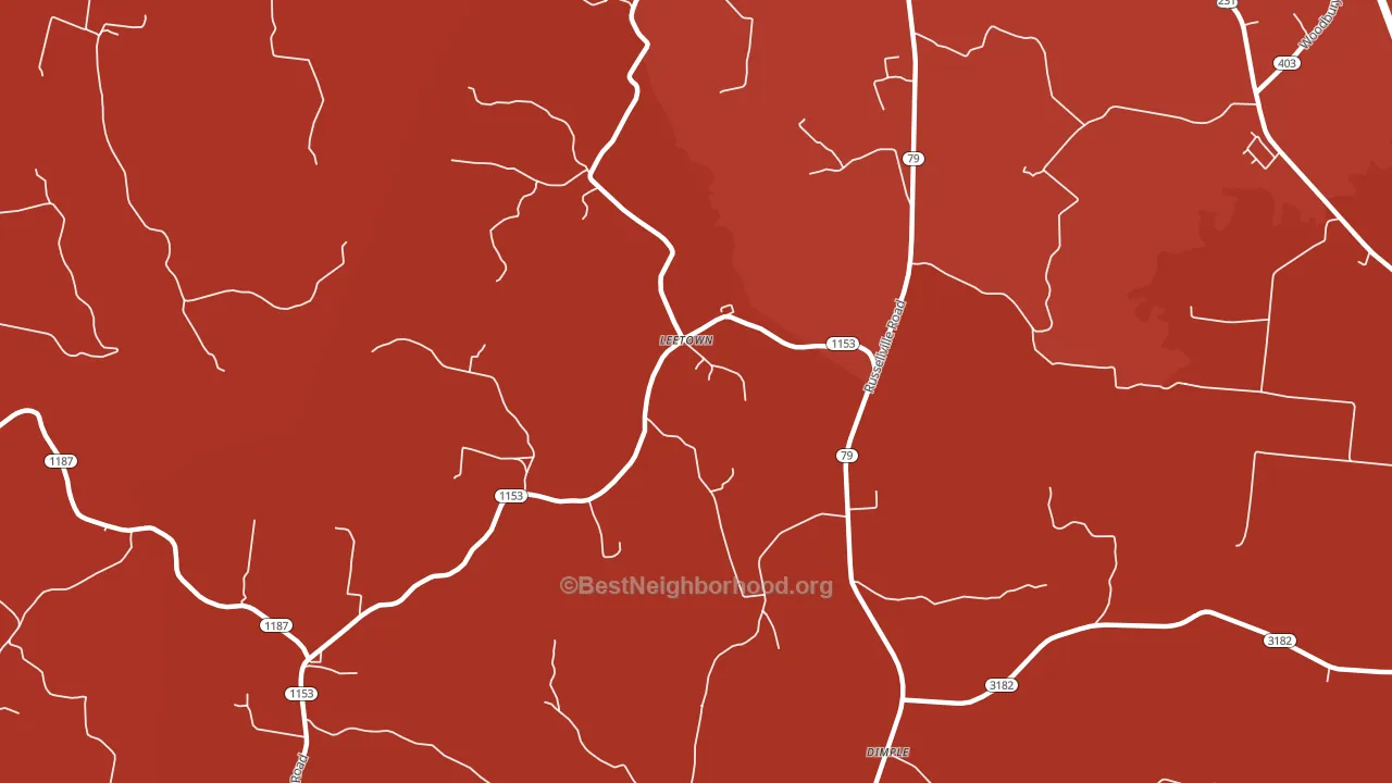 Leetown, KY block-group political-lean map