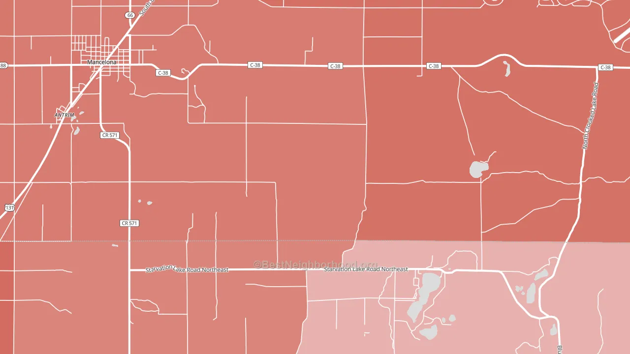 Leetsville, MI block-group political-lean map